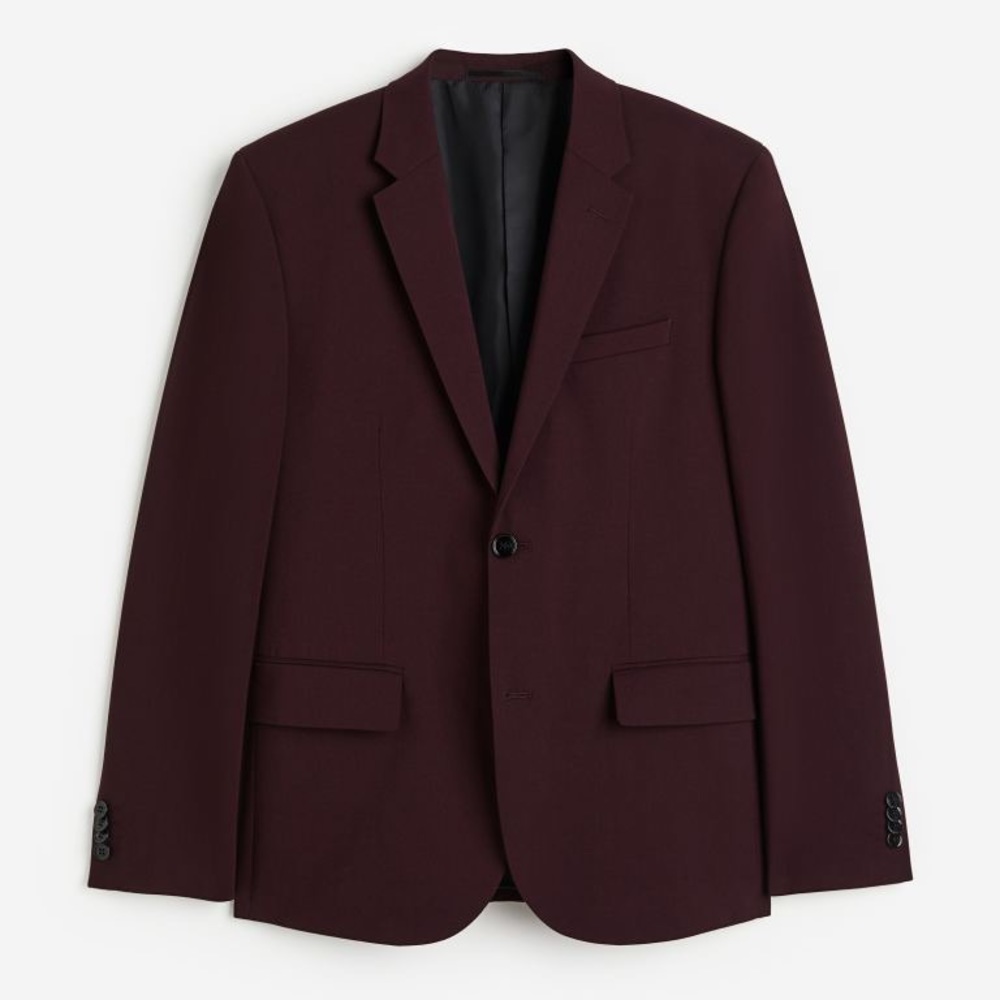 NWOT Men’s H&M 46R Skinny Fit Blazer Jacket Burgundy